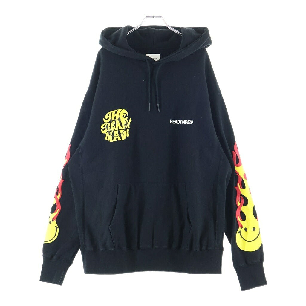 READY MADE(レディメイド) 20SS Smile Hoodie スマイル プリントロゴ スウェットプルオーバーパーカー ブラック RE-CO-BK-00-00-106