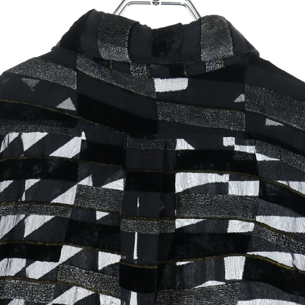 ERL(イーアールエル) Woven Blanket Coat デザイン シースルー長袖シャツ ブラック ERL04-B007
