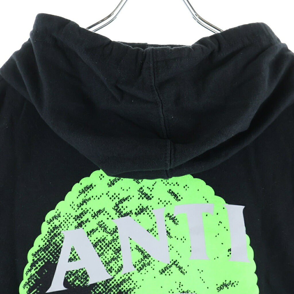 SAPEur(サプール) ×ANTI SOCIAL CLUB アンチソーシャルソーシャルクラブ ロッドマン スウェットプルオーバーパーカー ブラック