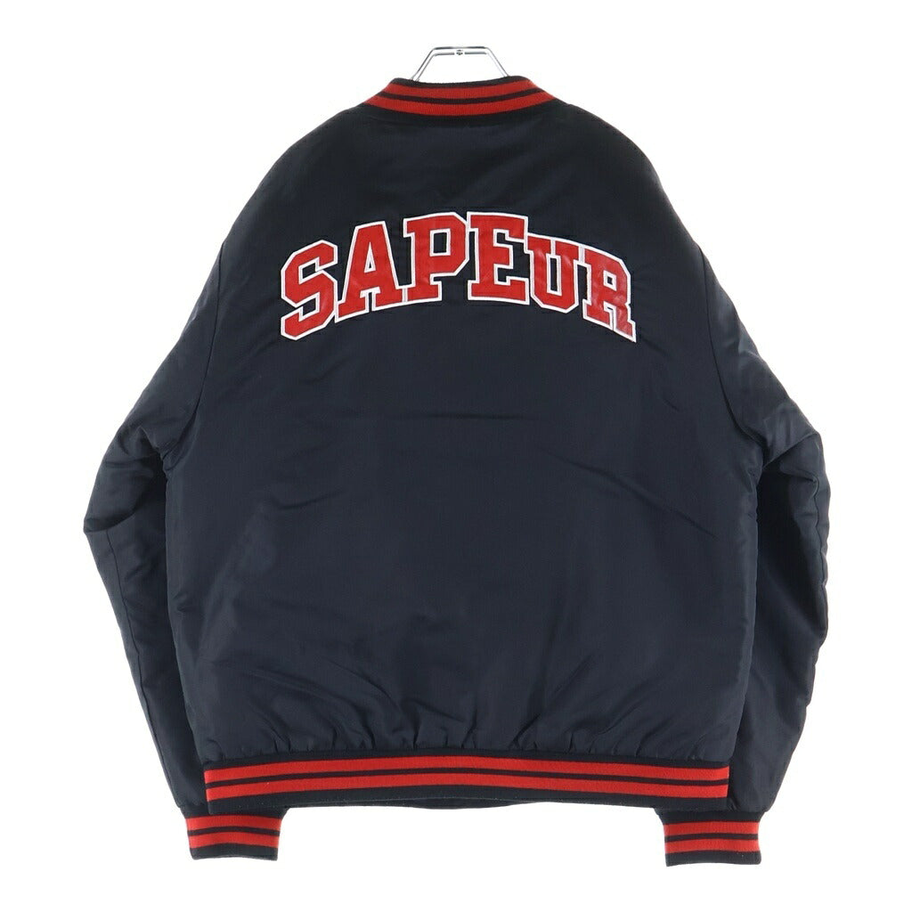 SAPEur(サプール) 22AW ×FR2 NYLON STUDIUM JUMPER エフアールツー レザーパッチロゴ スタジアムボンバージャケット ブラック