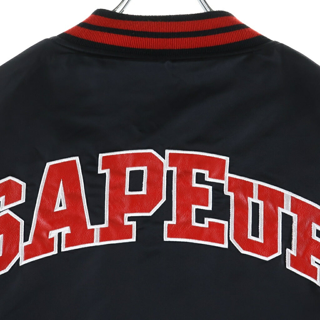 SAPEur(サプール) 22AW ×FR2 NYLON STUDIUM JUMPER エフアールツー レザーパッチロゴ スタジアムボンバージャケット ブラック