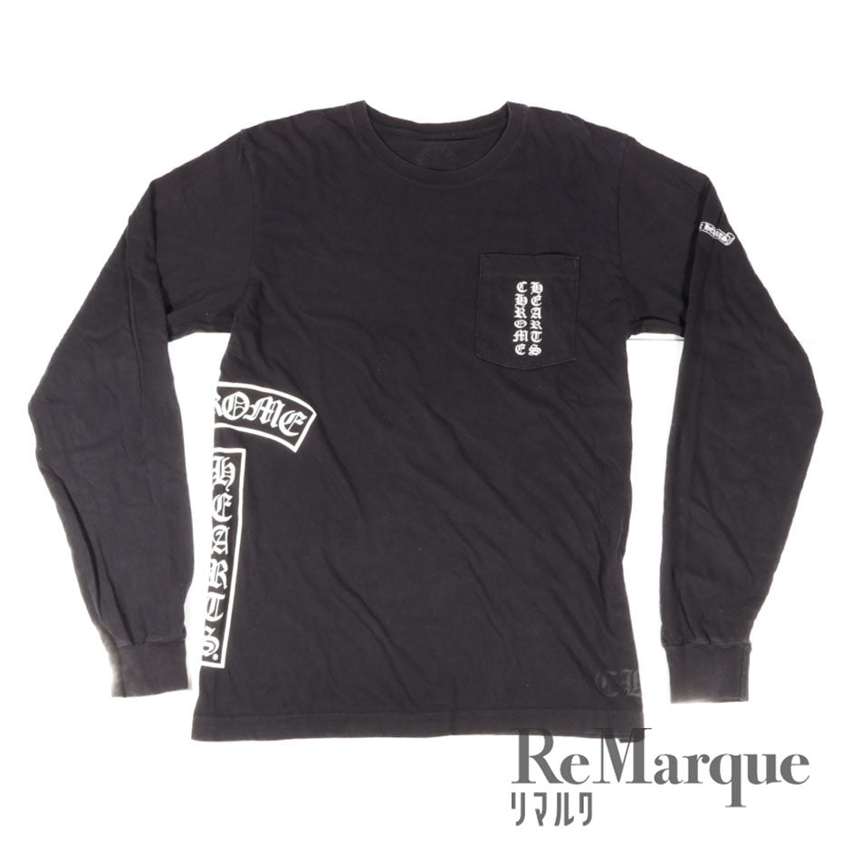 CHROME HEARTS(クロムハーツ) T-BAR バックホースシュープリント ロゴ長袖Tシャツ ブラック ロンT