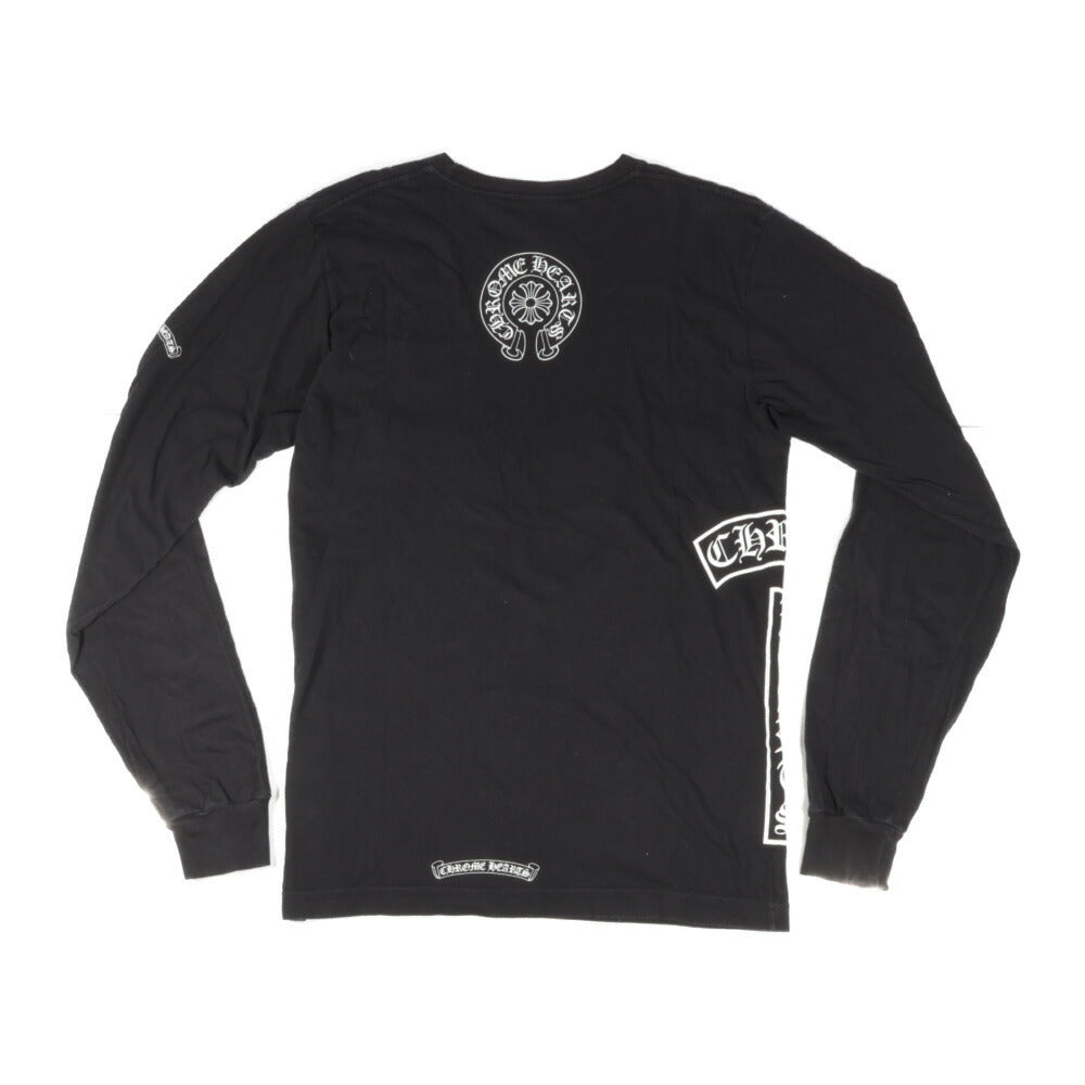 CHROME HEARTS(クロムハーツ) T-BAR バックホースシュープリント ロゴ長袖Tシャツ ブラック ロンT
