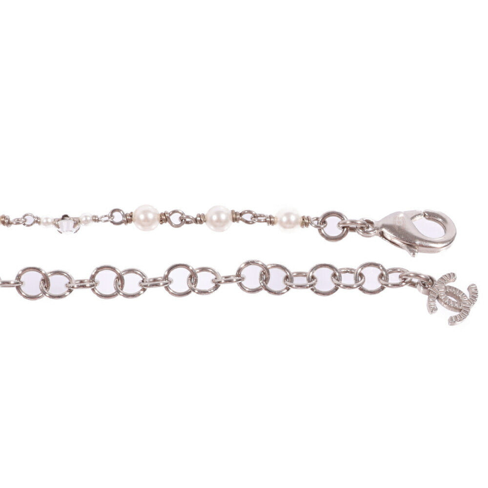 CHANEL(シャネル) ココマーク ネックレス A24V パール ラインストーン リボン チョーカー メタル シルバー