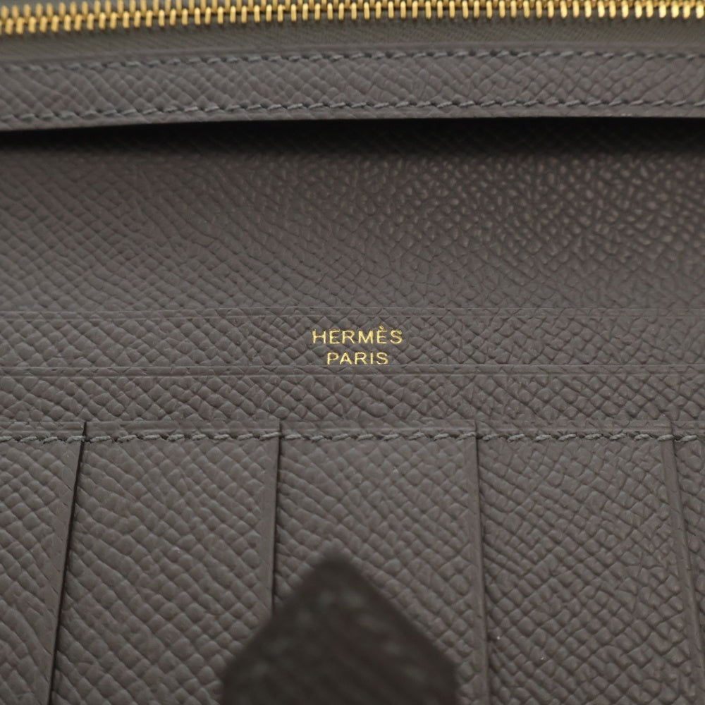 HERMES(エルメス) ベアンスフレ グリメイヤー エプソン ゴールド金具 B刻印 グレー レザー 二つ折り 長財布