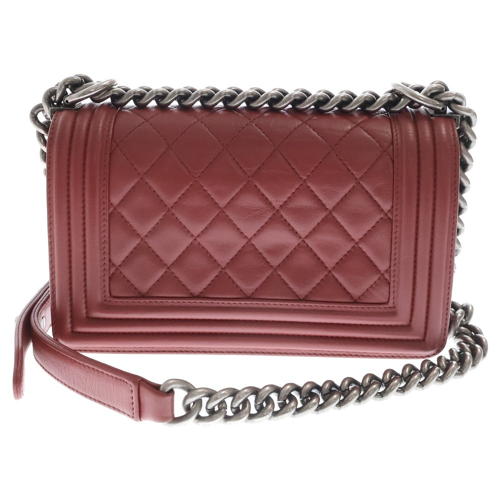 CHANEL(シャネル) ボーシャネル20 チェーンショルダーバッグ レッド系 ラムスキン レザー シルバー金具 斜め掛けバッグ ローズピンク