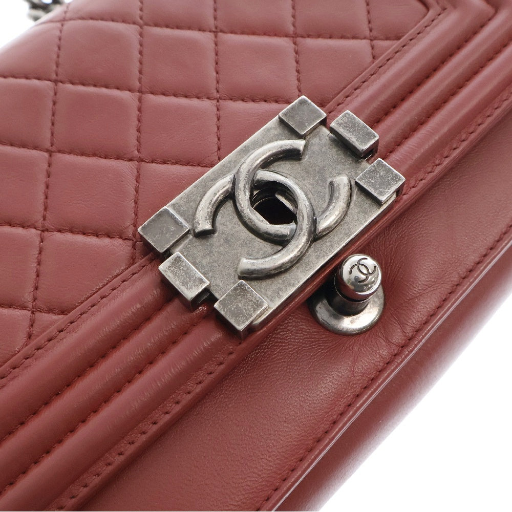 CHANEL(シャネル) ボーシャネル20 チェーンショルダーバッグ レッド系 ラムスキン レザー シルバー金具 斜め掛けバッグ ローズピンク