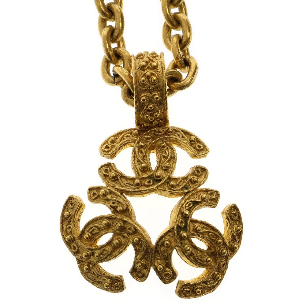 CHANEL(シャネル) トリプルココ ネックレス ゴールド GP 94A チェーン ペンダント ヴィンテージ アクセサリー