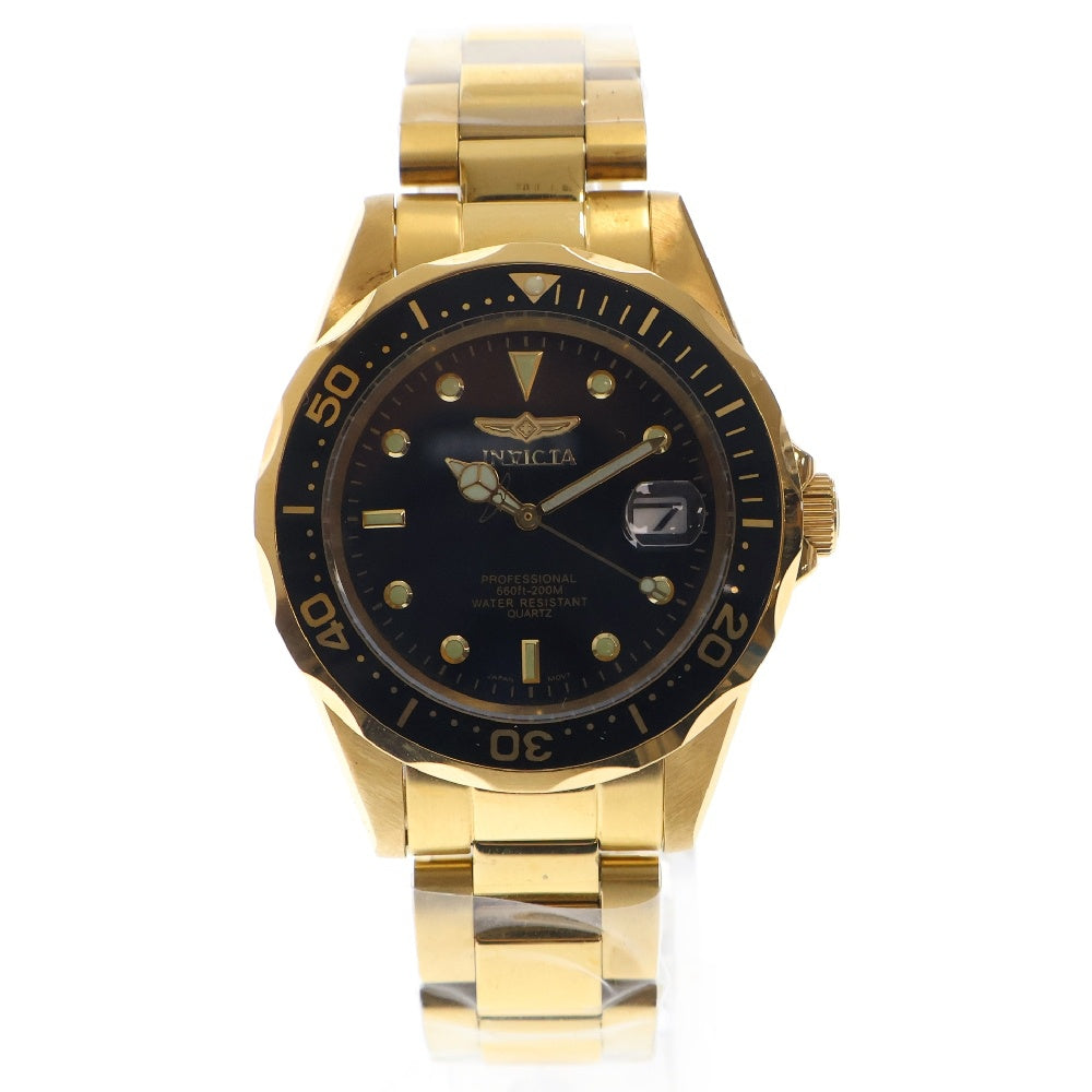 Invicta(インビクタ) ダイバーコレクション 黒文字盤 ゴールド GP/QZ クォーツ 腕時計