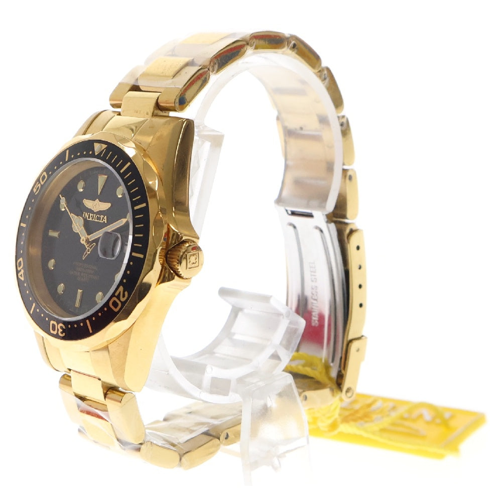Invicta(インビクタ) ダイバーコレクション 黒文字盤 ゴールド GP/QZ クォーツ 腕時計