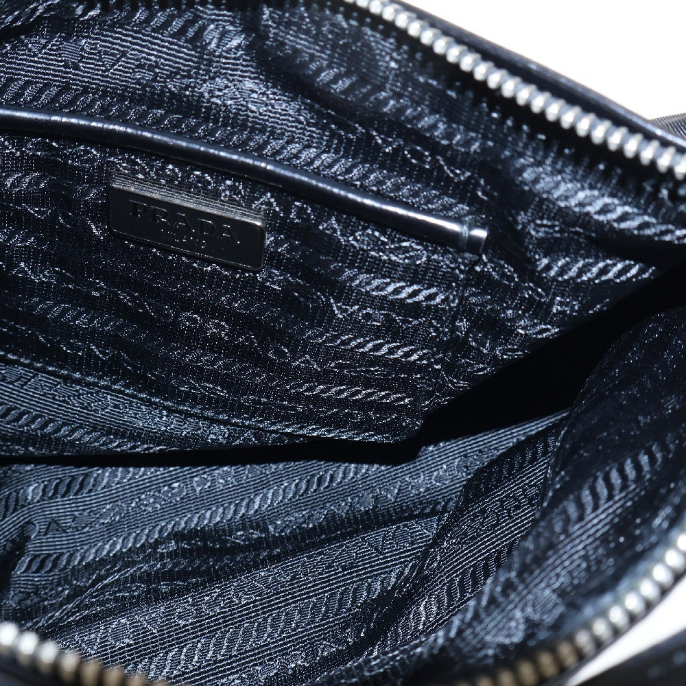 PRADA(プラダ) ミニハンドバック ポーチ ブラック ワンショルダーバッグ ナイロン トライアングルロゴ シルバー金具 BN1834 ロゴ三角プレート