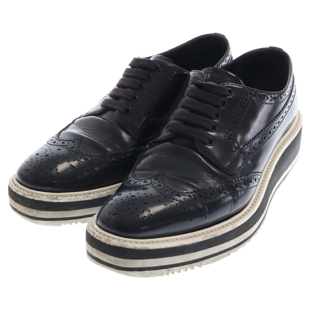 PRADA(プラダ) ウイングチップ シューズ レザー ブラック レディース