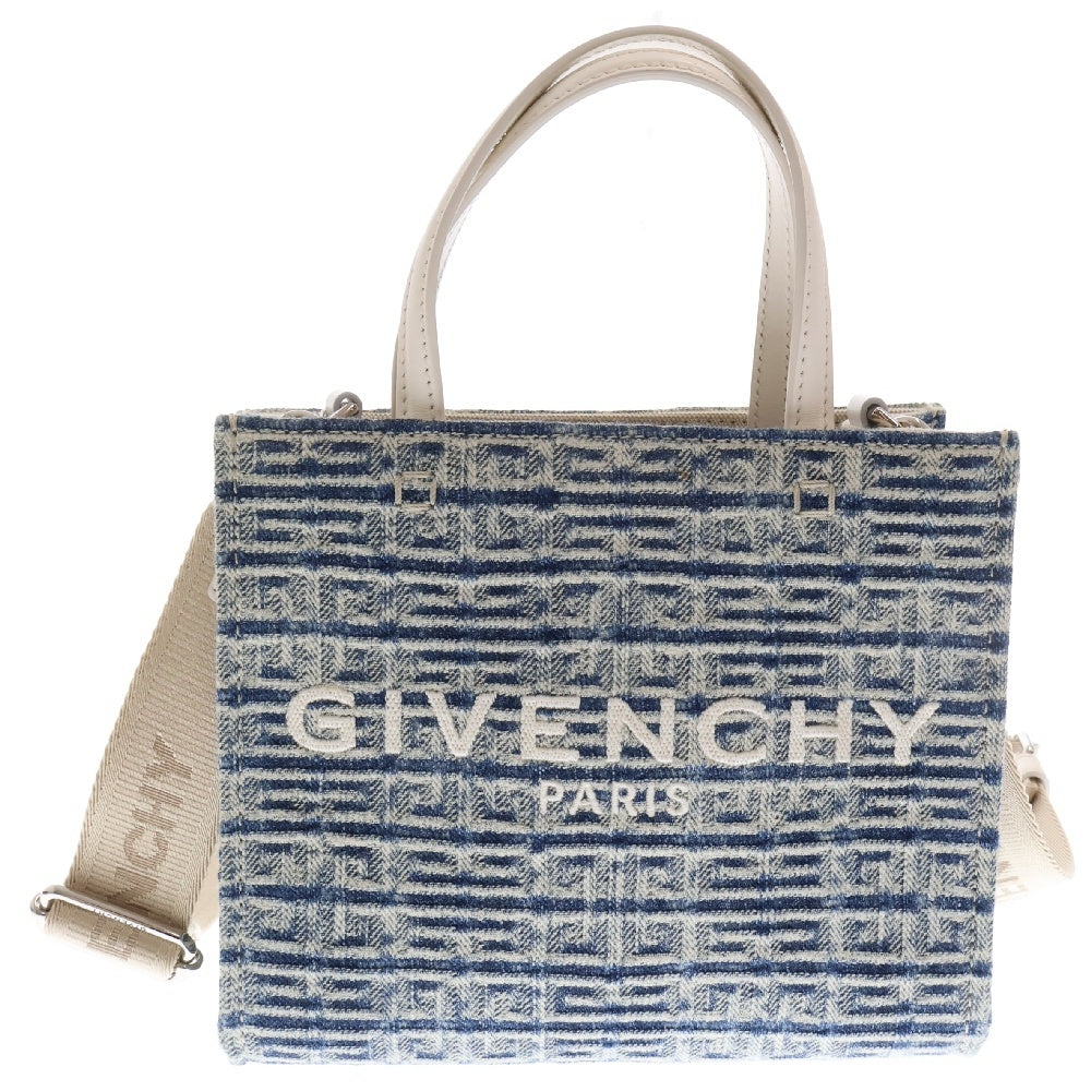 GIVENCHY(ジバンシィ) Gトートバッグ ミニハンドバッグ デニム インディゴ/ホワイト