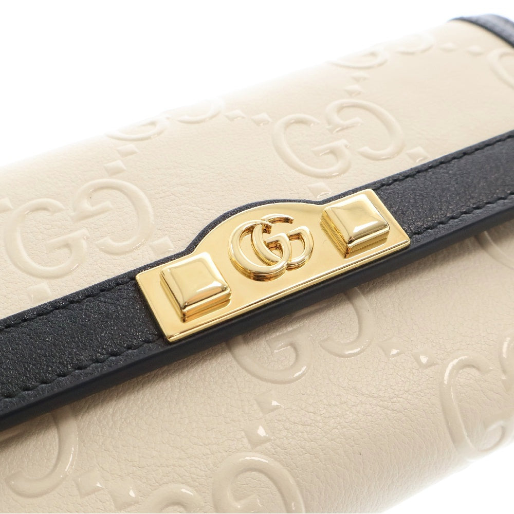 GUCCI(グッチ) GG 二つ折り長財布 ロングウォレット ブラック×ホワイト レザー 676151