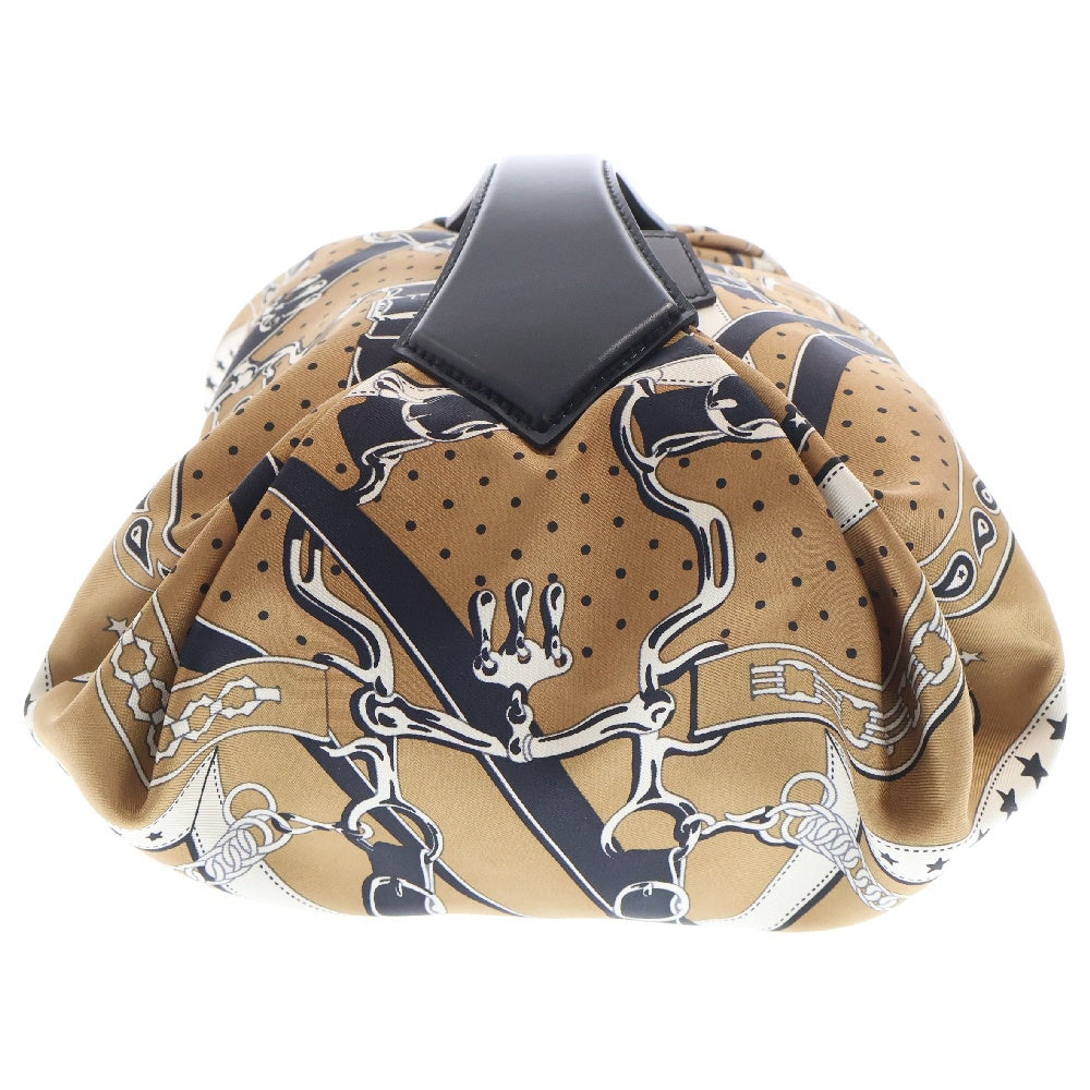 HERMES(エルメス) バリュソワ ハンドバッグ ブラウン シルク×レザー B刻印 シルバー金具