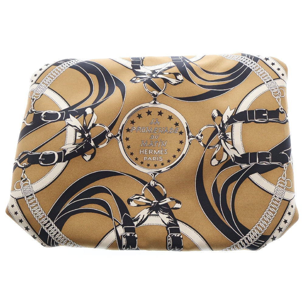 HERMES(エルメス) バリュソワ ハンドバッグ ブラウン シルク×レザー B刻印 シルバー金具