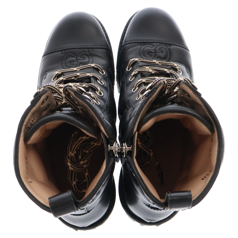 GUCCI(グッチ) GG 70mm Quilted Lace Up Boots GG キルト レースアップレザーブーツ ブラック 718386