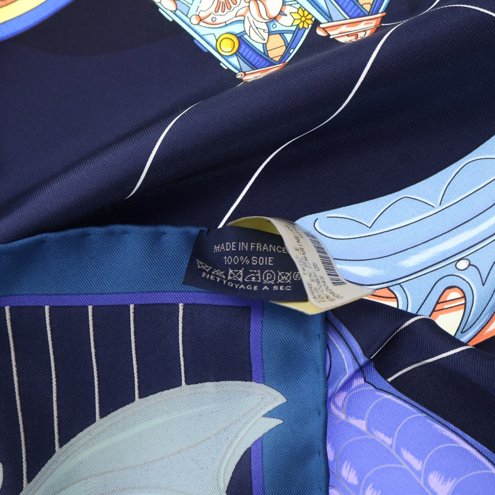HERMES(エルメス) カレ90 TOUS EN SELLE すべては鞍の中に ブルー スカーフ