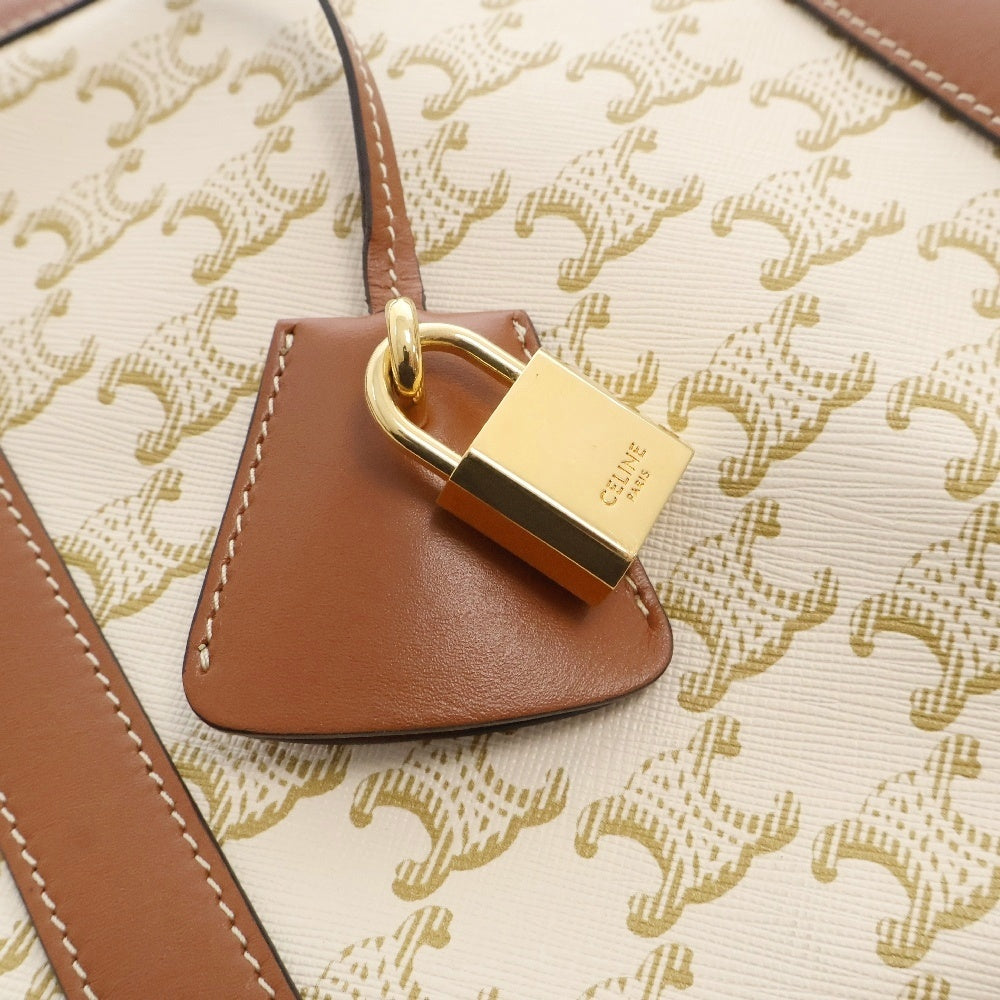 CELINE(セリーヌ) トリオンフ 2WAYレザーボストンバッグ ショルダーバッグ ホワイト×ブラウン レザー 113772CAS