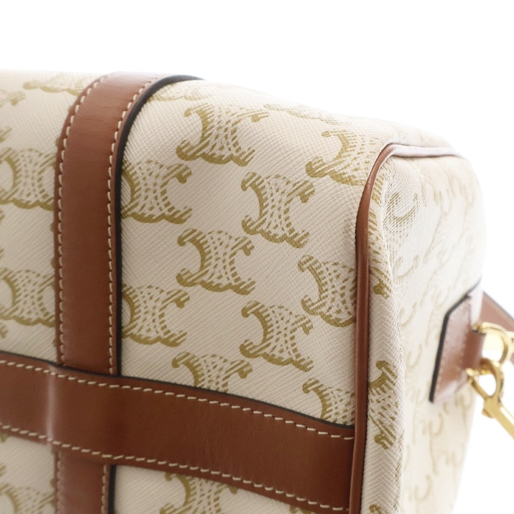 CELINE(セリーヌ) トリオンフ 2WAYレザーボストンバッグ ショルダーバッグ ホワイト×ブラウン レザー 113772CAS