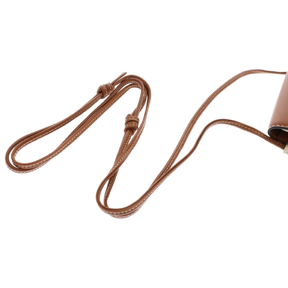 CELINE(セリーヌ) トリオンフ ラムスキン フラップ付きモバイルポーチ ショルダーバッグ レディース ブラウン×ホワイト 10G332CQD.01TA