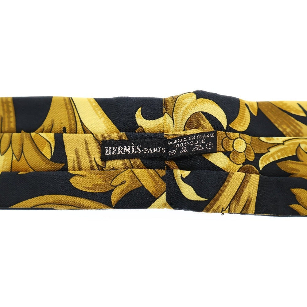 HERMES(エルメス) シルク スカーフ ボウタイ ネイビー×イエロー