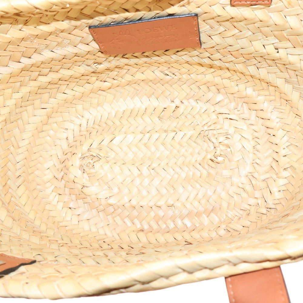 LOEWE(ロエベ) ジブリコラボ カゴバック ハンドバッグ バスケットバッグ ブラウン×ブラック ラフィア まっくろくろすけ
