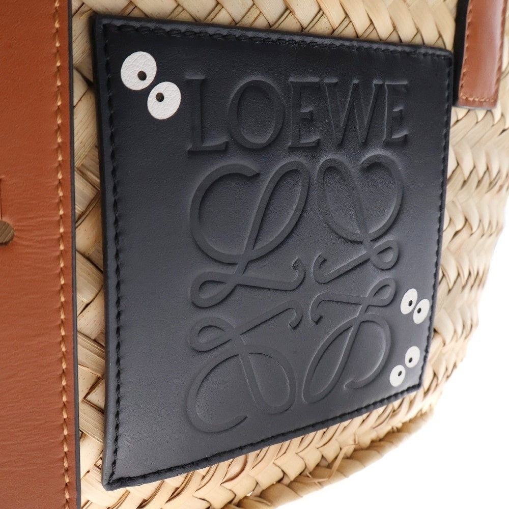 LOEWE(ロエベ) ジブリコラボ カゴバック ハンドバッグ バスケットバッグ ブラウン×ブラック ラフィア まっくろくろすけ
