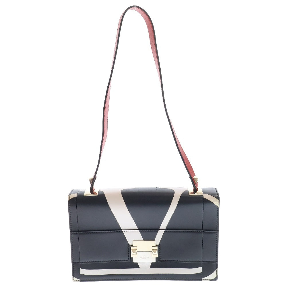 Valentino Giuliattini(ヴァレンチノ ジュリアティー二) Vロゴ レザー ワンショルダーバッグ ブラック×レッド