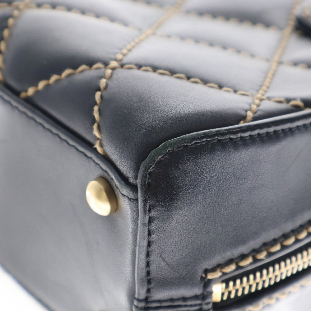 CHANEL(シャネル) ワイルドステッチ ハンドバッグ ブラック カーフスキン ゴールド金具 ココマーク