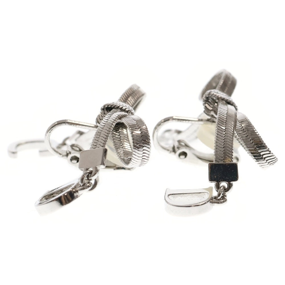 Christian Dior(クリスチャンディオール) ロゴ リボン イヤリング メタル シルバー アクセサリー