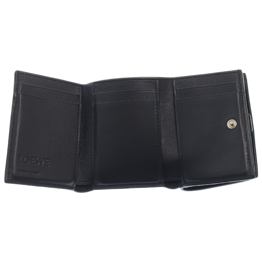 LOEWE(ロエベ) アナグラム トライフォールド ウォレット ブラック レザー シルバー金具 財布
