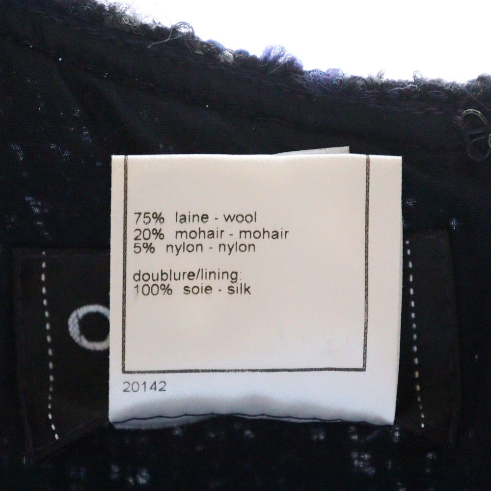CHANEL(シャネル) 02AW ココマーク ツイード ウール ノースリーブワンピース ネイビー レディース P20034V11631