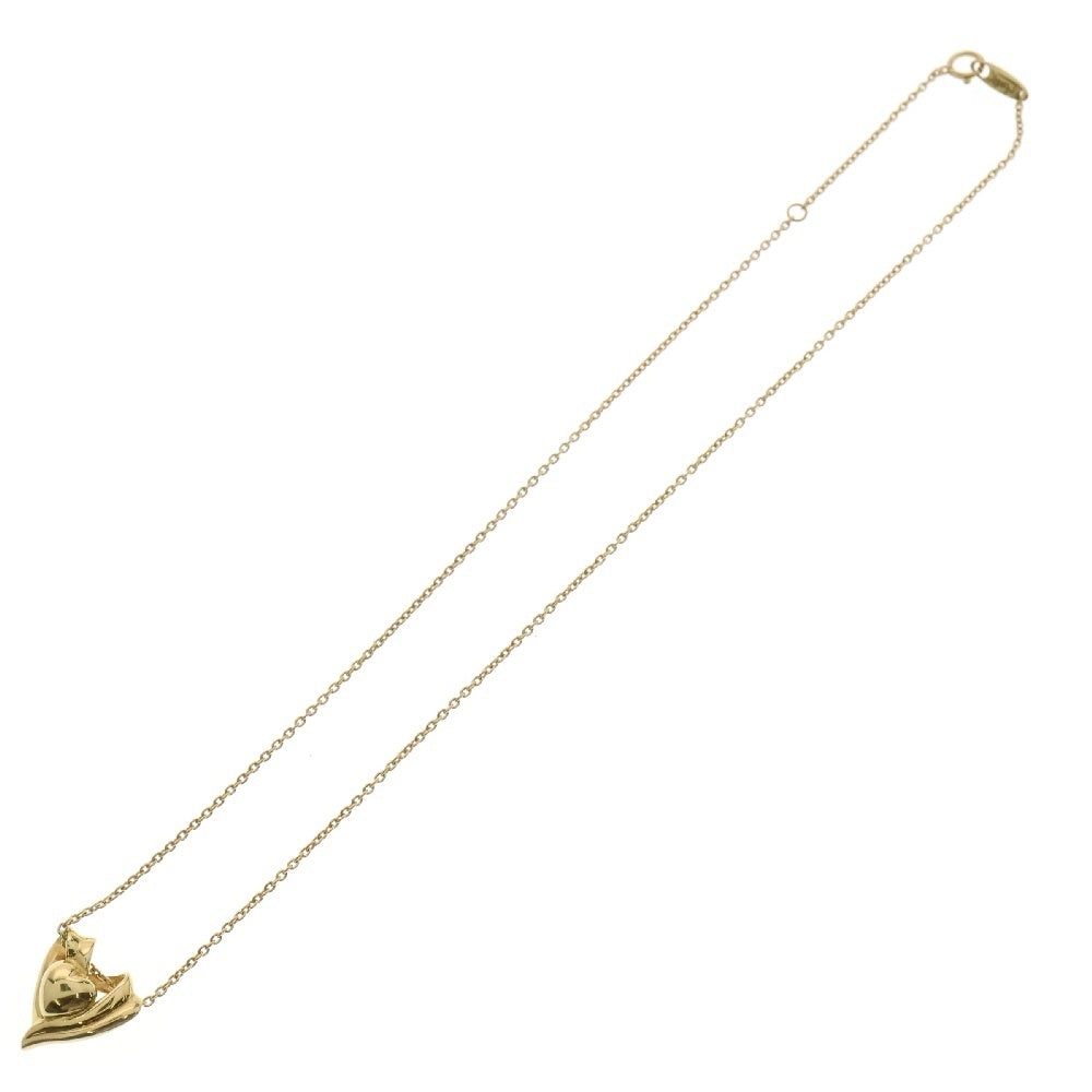 SAINT LAURENT PARIS(サンローランパリ) YSLロゴ ハートモチーフ チェーンネックレス K18 750YG レディース ゴールド