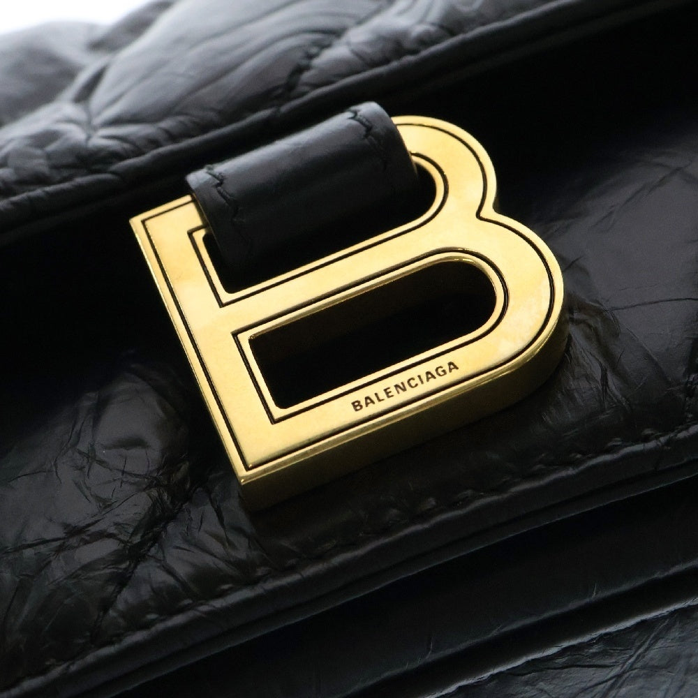BALENCIAGA(バレンシアガ) クラッシュ ショルダーバッグ チェーンバッグ 斜め掛けバッグ 肩掛けバッグ ブラック ゴールド金具 カーフスキン 716351