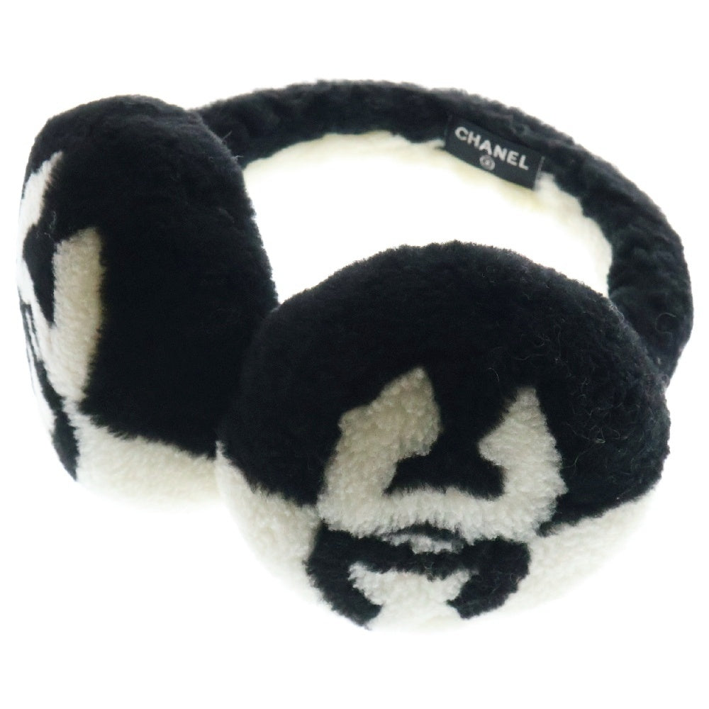 CHANEL(シャネル) ココマーク イヤーマフラー 耳当て ブラック×ホワイト ボア AA7836B06521