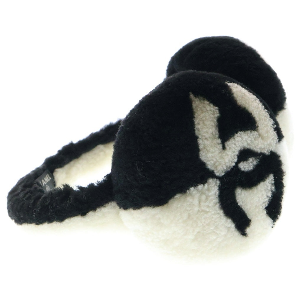 CHANEL(シャネル) ココマーク イヤーマフラー 耳当て ブラック×ホワイト ボア AA7836B06521