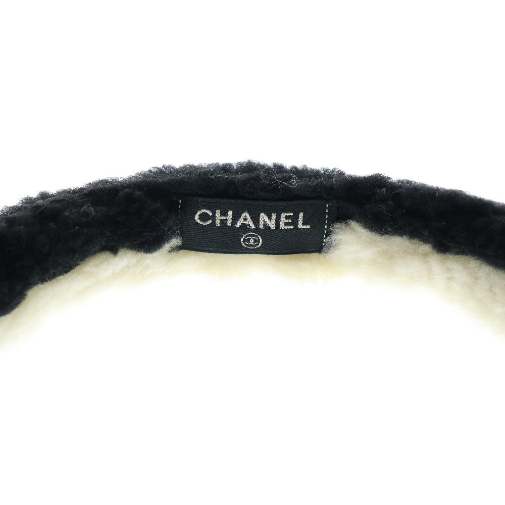 CHANEL(シャネル) ココマーク イヤーマフラー 耳当て ブラック×ホワイト ボア AA7836B06521