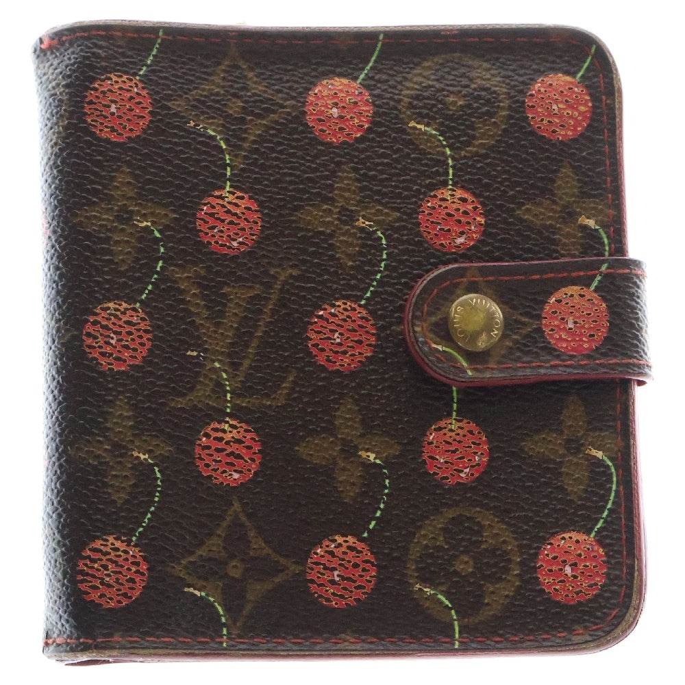 LOUIS VUITTON(ルイヴィトン) モノグラム チェリー コンパクトジップ 二つ折り財布 ブラウン PVC ゴールド金具 M95005