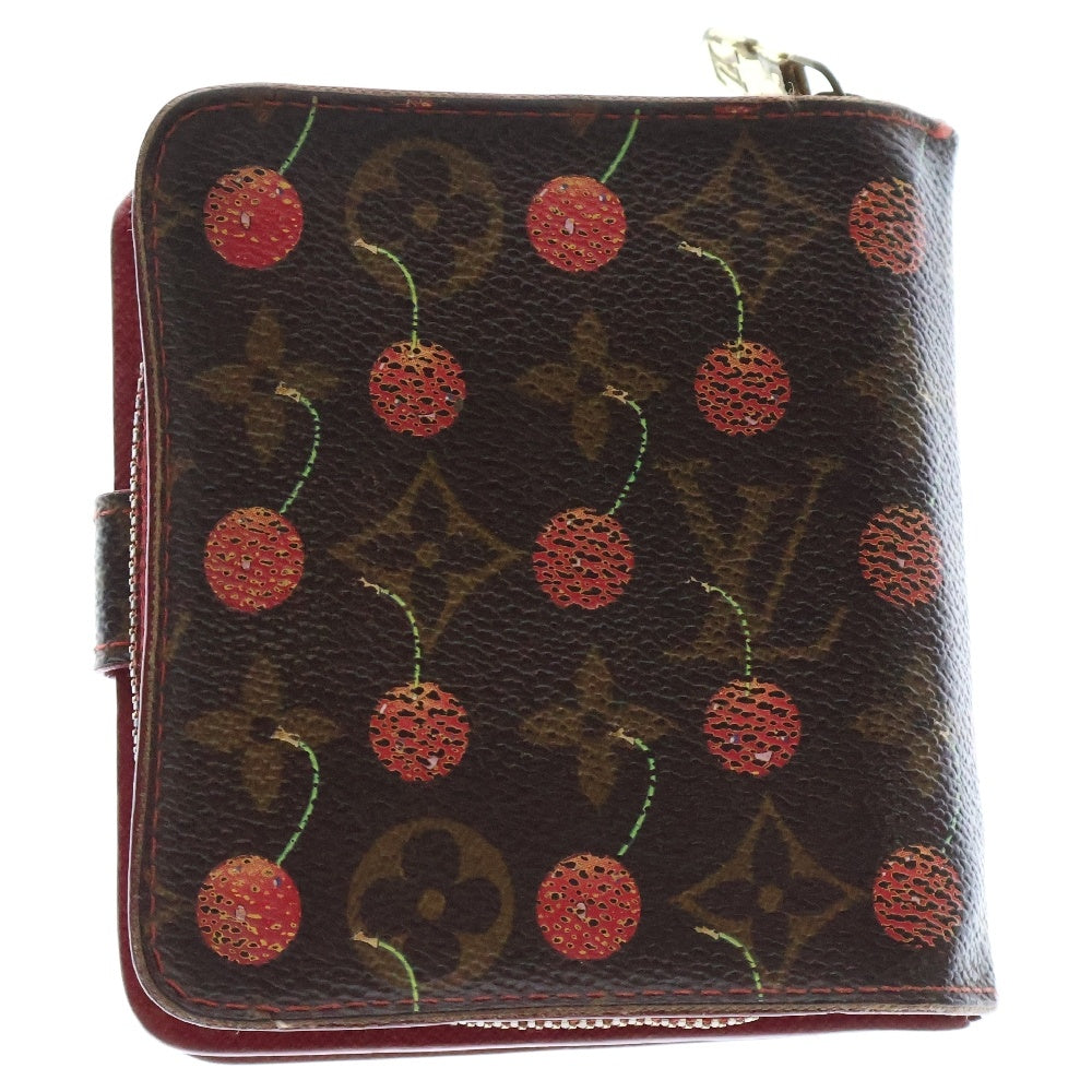 LOUIS VUITTON(ルイヴィトン) モノグラム チェリー コンパクトジップ 二つ折り財布 ブラウン PVC ゴールド金具 M95005