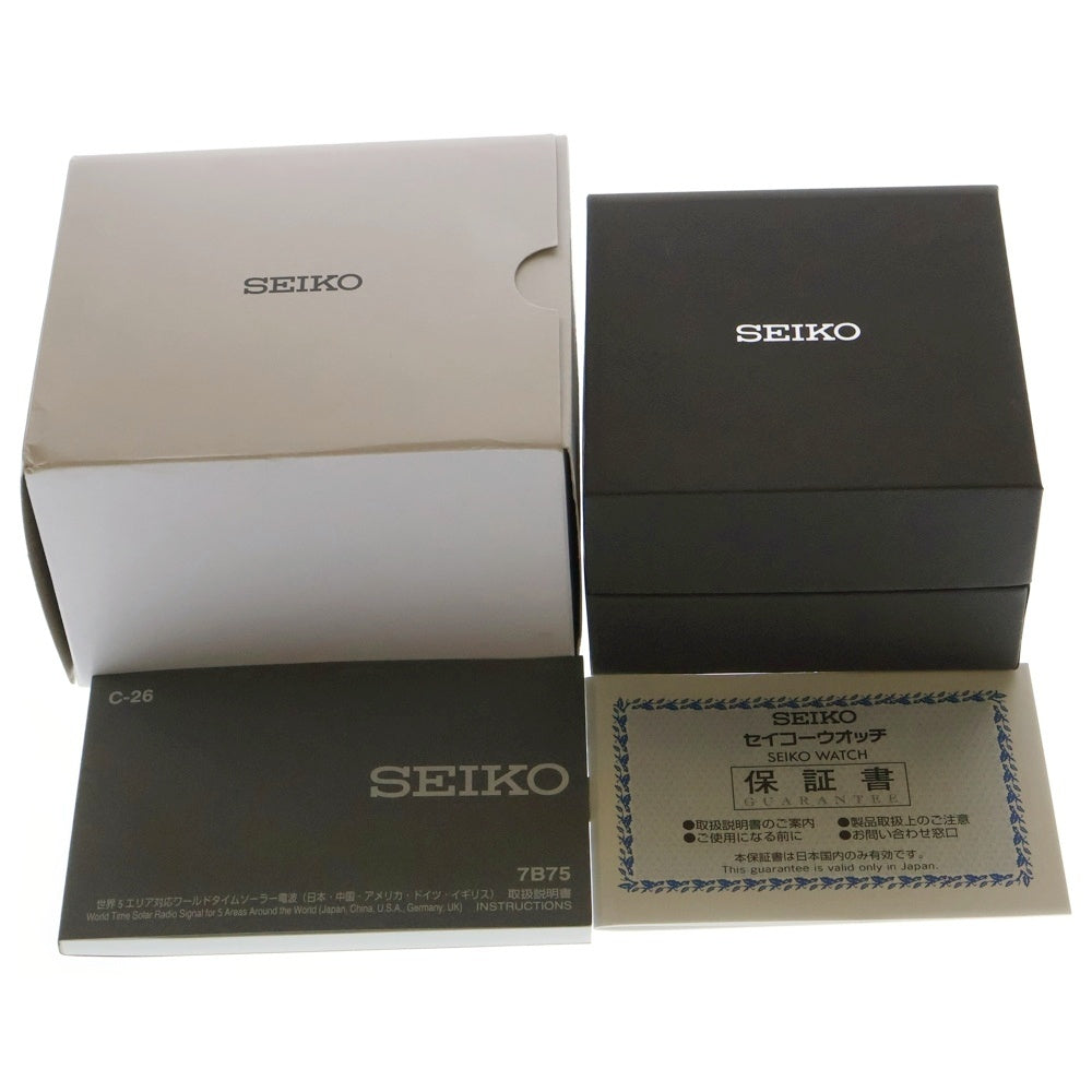 SEIKO(セイコー) SBTM298 セイコーセレクション 黒文字盤 SS×レザー/ソーラー ワールドタイム 腕時計 メンズ