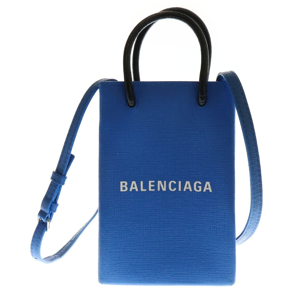 BALENCIAGA(バレンシアガ) ショッピング フォンホルダー ミニバッグ 黒 レザー 593826