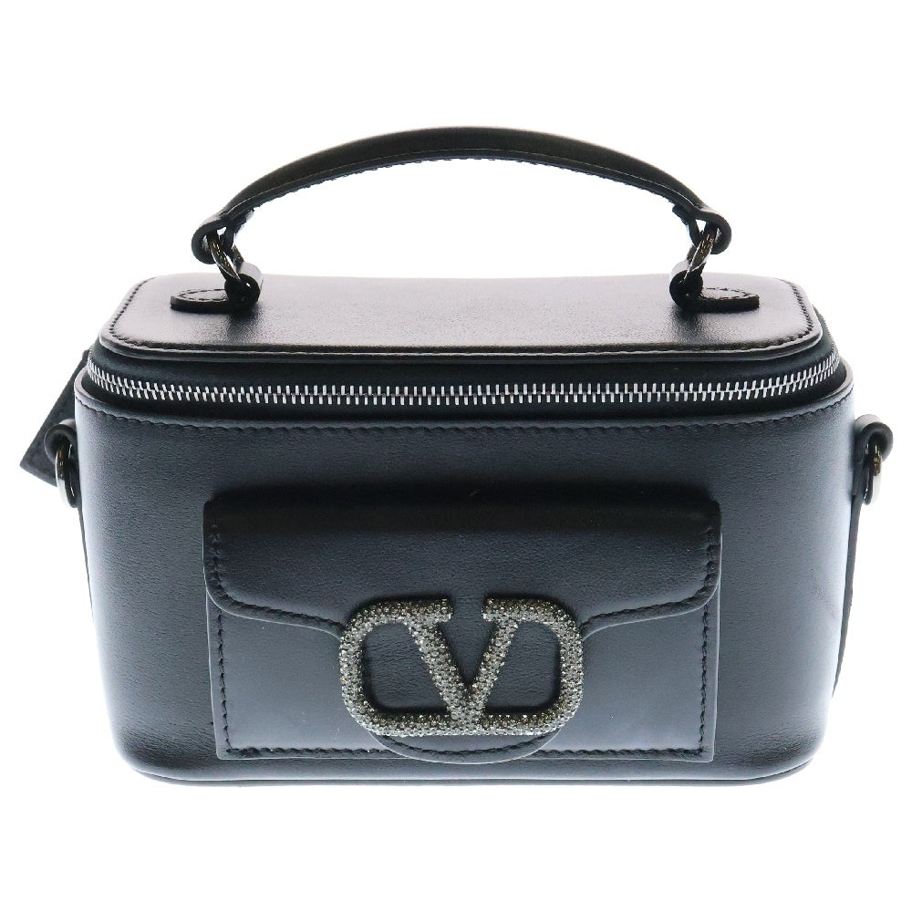 VALENTINO(ヴァレンチノ) Vロゴ レザー2WAYバニティバッグ ショルダーバッグ ブラック