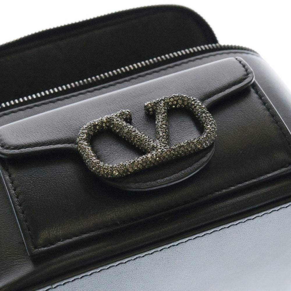 VALENTINO(ヴァレンチノ) Vロゴ レザー2WAYバニティバッグ ショルダーバッグ ブラック
