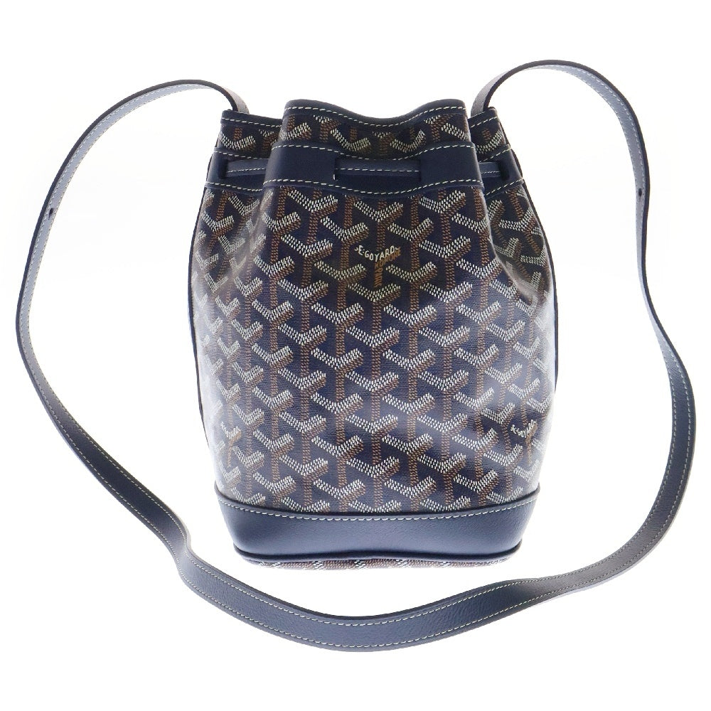 GOYARD(ゴヤール) プティ・フロ バケットバッグ 巾着型 ネイビーブルー レザー ショルダーバッグ