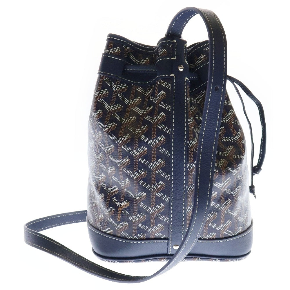 GOYARD(ゴヤール) プティ・フロ バケットバッグ 巾着型 ネイビーブルー レザー ショルダーバッグ