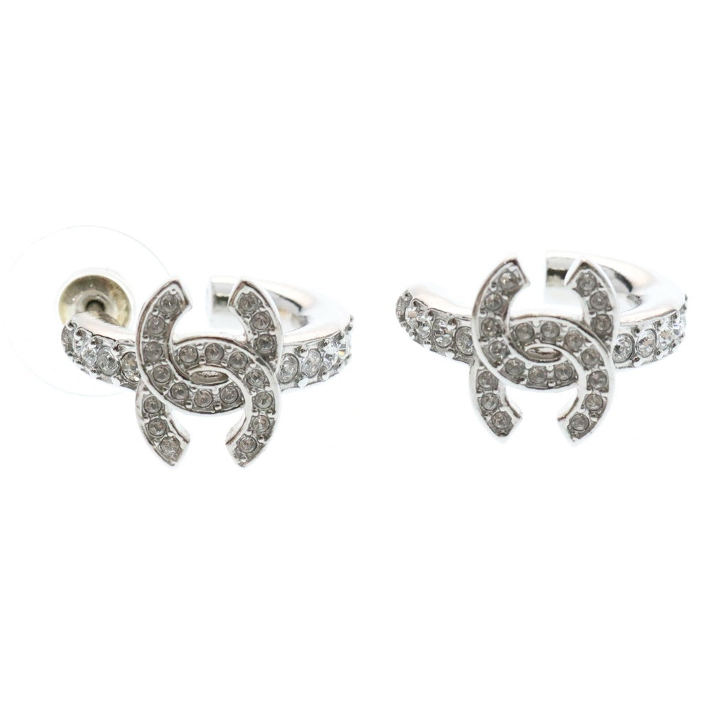 CHANEL(シャネル) ココマーク ラインストーン フープピアス B25S メタル シルバー アクセサリー