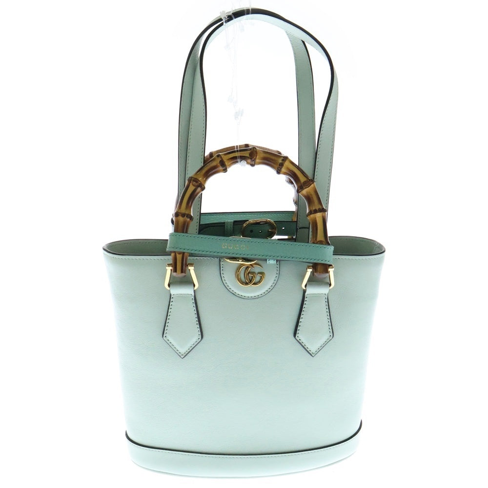 GUCCI(グッチ) ダイアナ バンブー スモール ミントグリーン レザー ハンドバッグ 2wayバッグ 750396