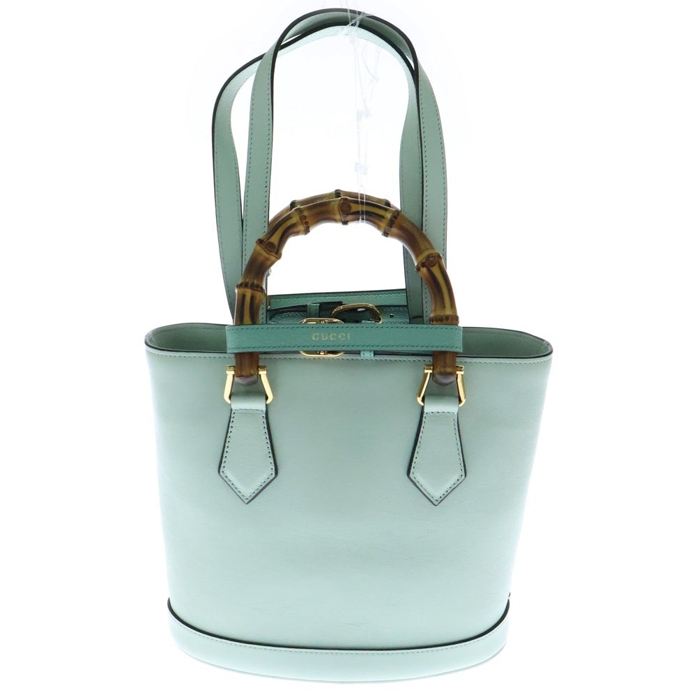 GUCCI(グッチ) ダイアナ バンブー スモール ミントグリーン レザー ハンドバッグ 2wayバッグ 750396