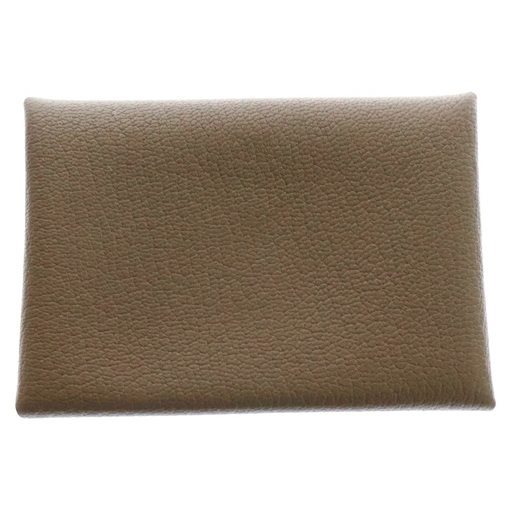 HERMES(エルメス) カルヴィ デュオ シェーブル エトゥープ コインケース 財布 シルバー金具 W刻印 ブラウン